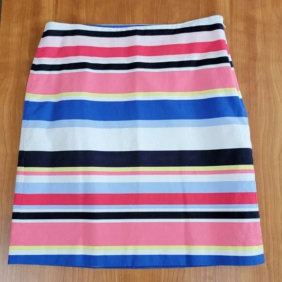 Talbots Cotton Blend Multicolor Striped Pencil Skirt - 10 - Picture 3 of 6
